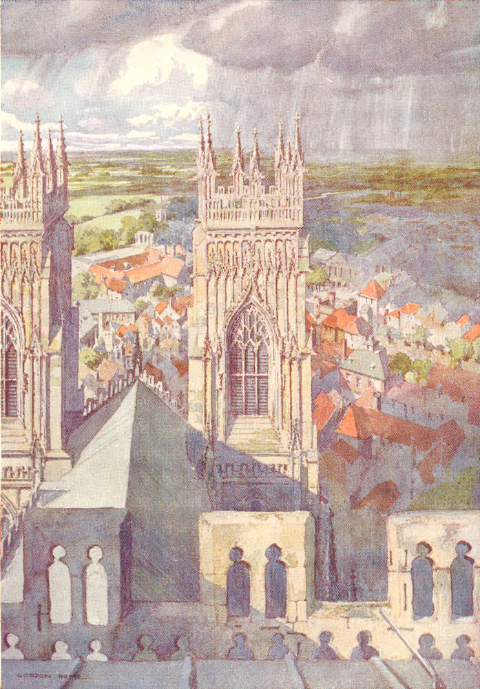 YORKS. York from the Minster 1908 old antique vintage print picture